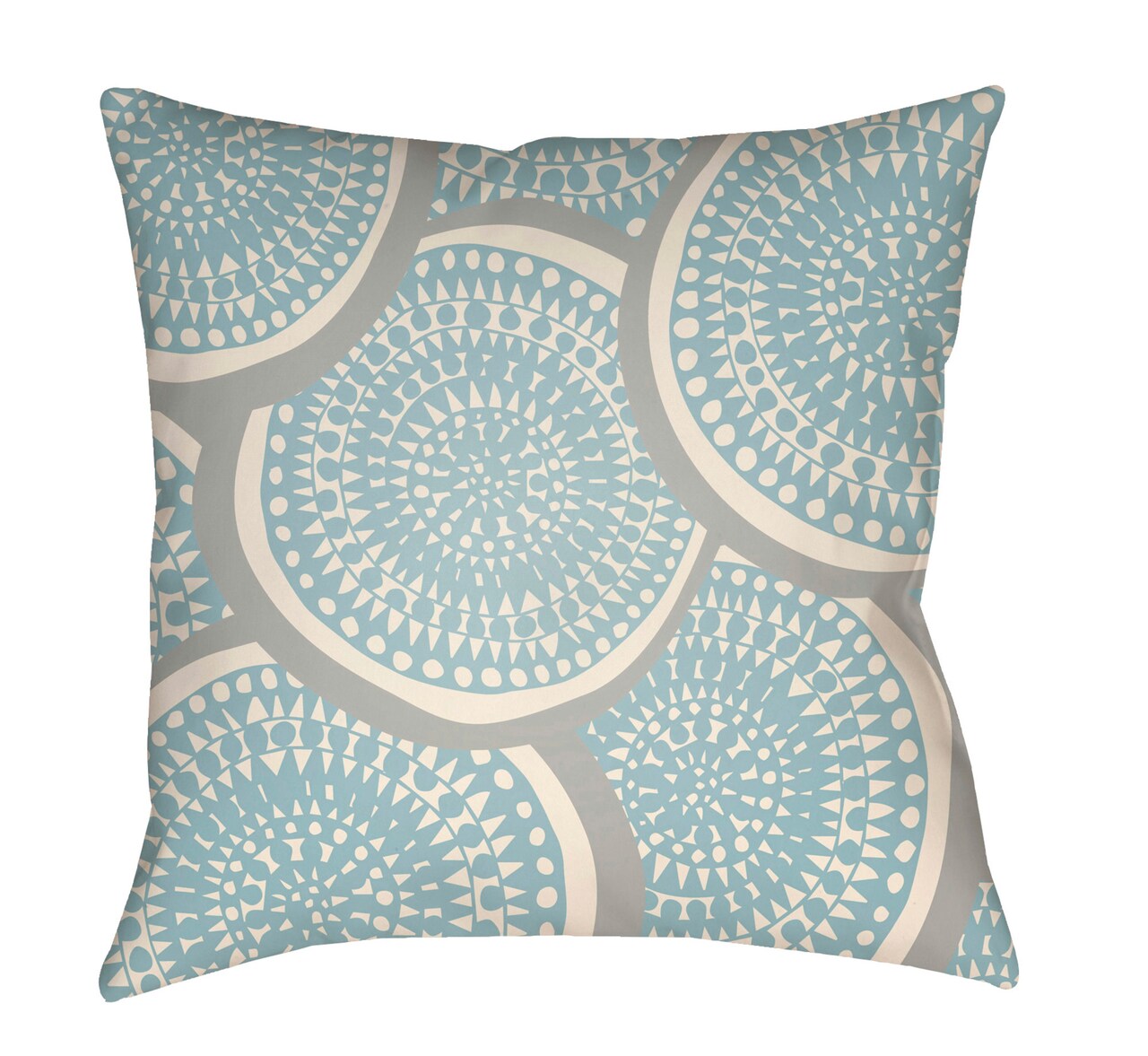 Tiwari Home 18" Pale Blue and Gray Digitally Printed Aboriginal Design Square Throw Pillow Cover
